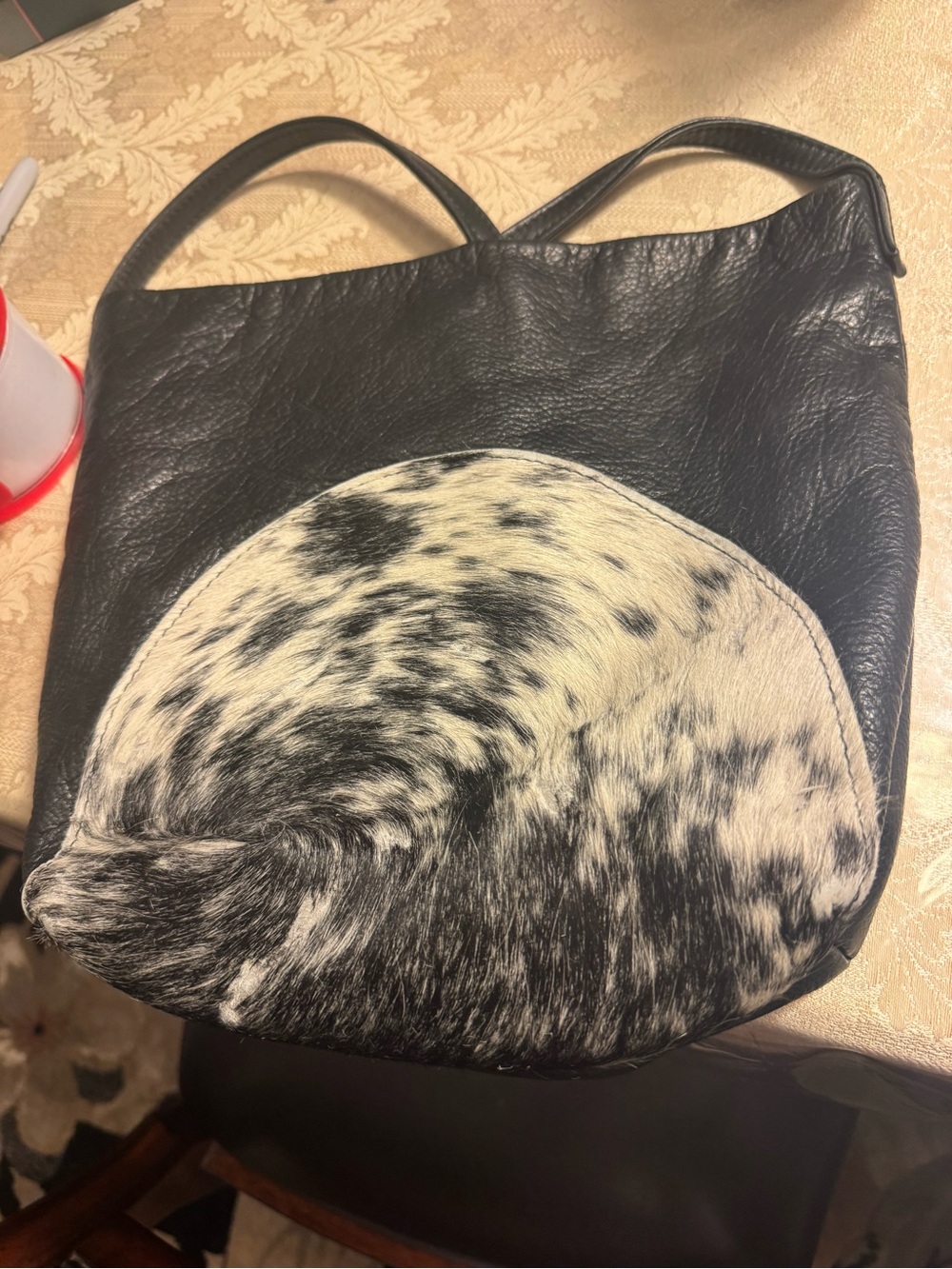 Primecut Black Leather Cowhide Cow Print Crossbody Shoulder Bag Portland USA